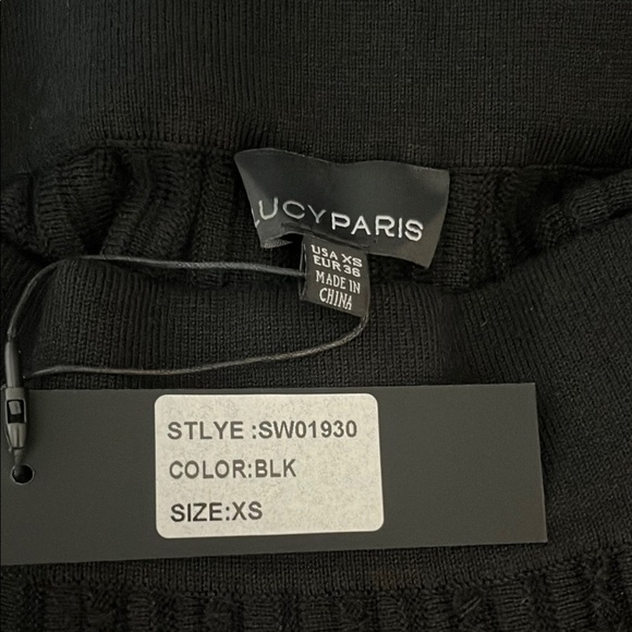 LUCY Paris Black XS Stretch Knit Sweater Midi Skirt Pleated Wave Ribbed Pattern - Picture 6 of 8